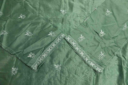 Deep Jade Green  Cotton Silk Semi-Stitched Chikankari Co-ord Set
