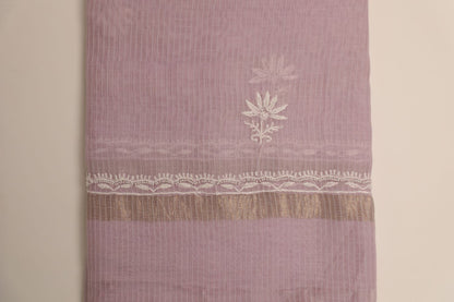 Lilac Maheshwari Cotton Embellished Unstitched Chikankari Suit Set