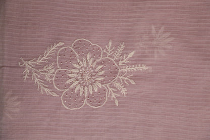 Lilac Maheshwari Cotton Embellished Unstitched Chikankari Suit Set