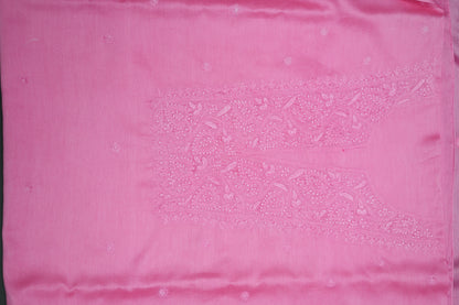Soothing Pink Chanderi Unstitched Chikankari Suit Set
