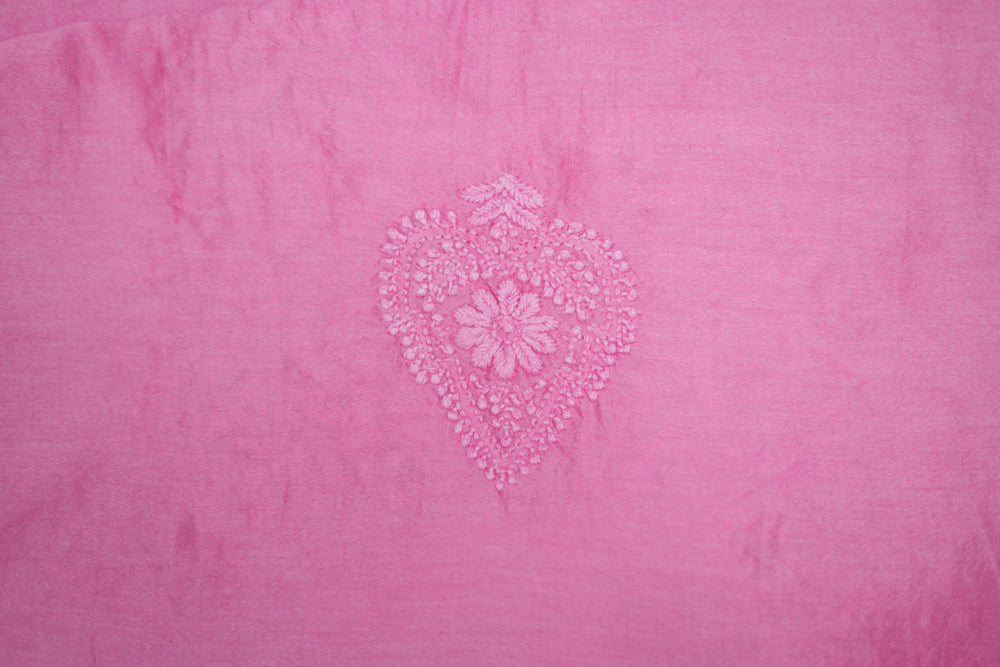 Soothing Pink Chanderi Unstitched Chikankari Suit Set