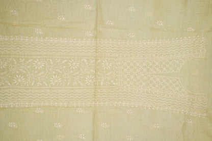 Ivory Tissue Chanderi Unstitched Chikankari Suit set