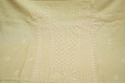 Ivory Tissue Chanderi Unstitched Chikankari Suit set