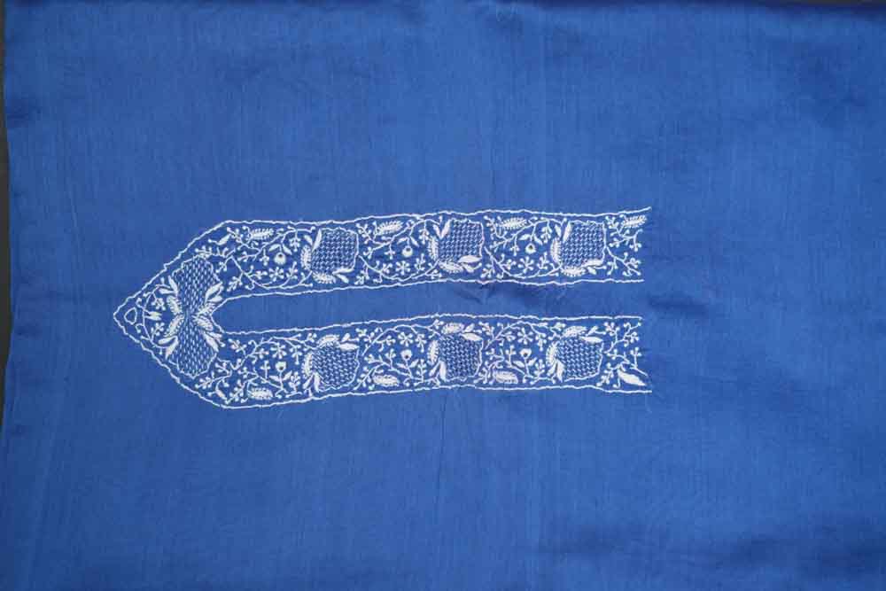 Royal Blue Chanderi Chikankari Unstitched Chikankari Gents Kurta Fabric