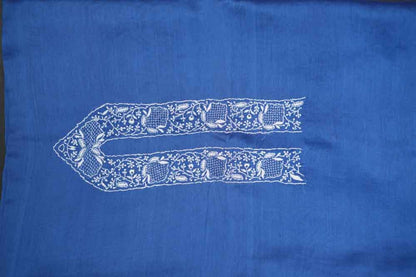 Royal Blue Chanderi Chikankari Unstitched Chikankari Gents Kurta Fabric