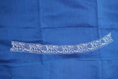 Royal Blue Chanderi Chikankari Unstitched Chikankari Gents Kurta Fabric
