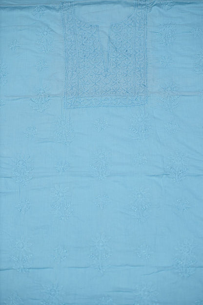 'Smoked Blue' Mul Cotton Unstitched Chikankari Suit set