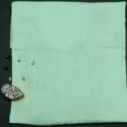 Pastel Green Mul Cotton Unstitched Chikankari Suit set