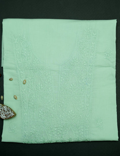 Pastel Green Mul Cotton Unstitched Chikankari Suit set