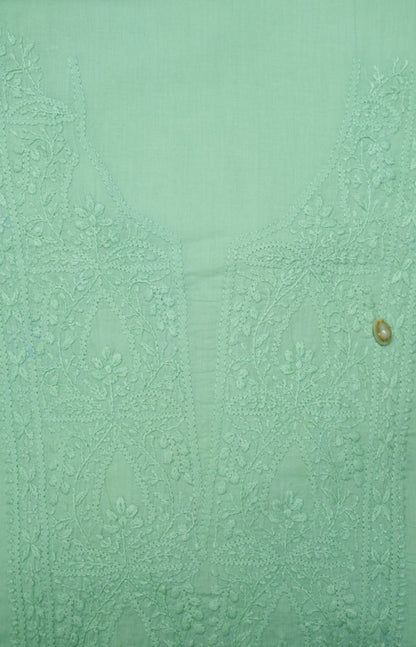 Pastel Green Mul Cotton Unstitched Chikankari Suit set