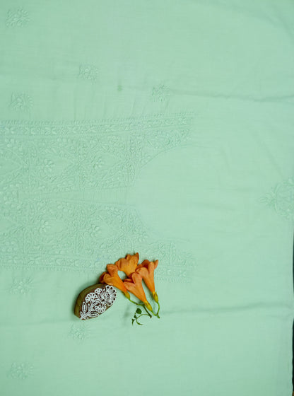Pastel Green Mul Cotton Unstitched Chikankari Suit set