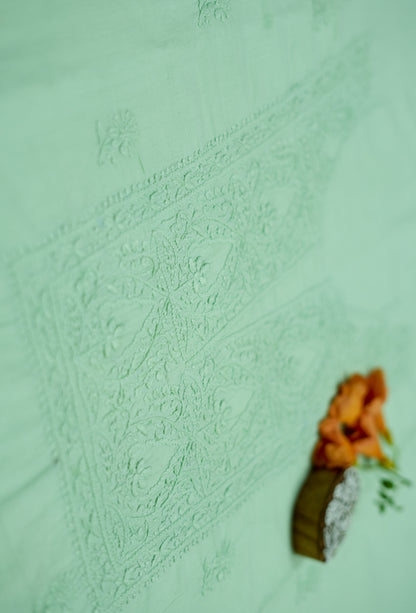 Pastel Green Mul Cotton Unstitched Chikankari Suit set