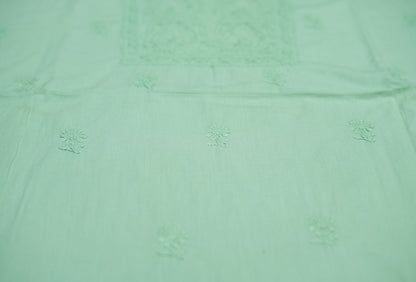 Pastel Green Mul Cotton Unstitched Chikankari Suit set