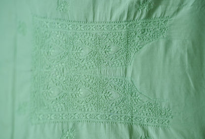 Pastel Green Mul Cotton Unstitched Chikankari Suit set