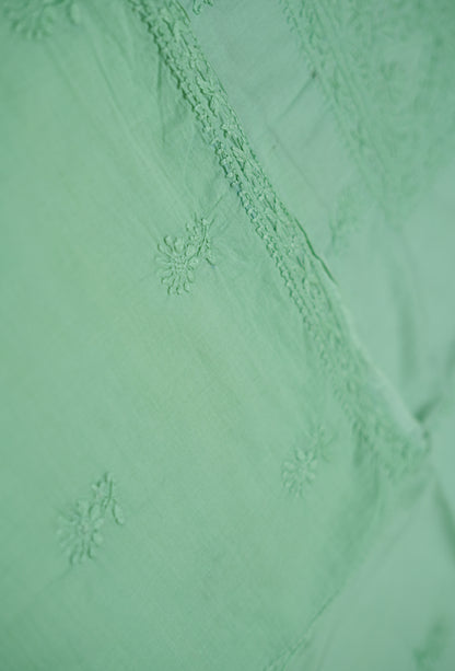 Pastel Green Mul Cotton Unstitched Chikankari Suit set