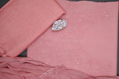 'Mauve Élan' Mul Cotton Unstitched Chikankari Suit set