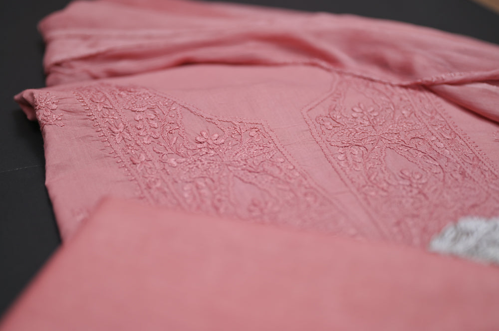'Mauve Élan' Mul Cotton Unstitched Chikankari Suit set
