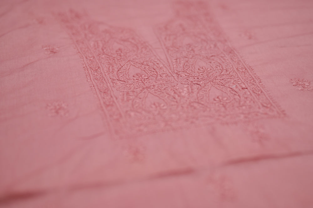 'Mauve Élan' Mul Cotton Unstitched Chikankari Suit set