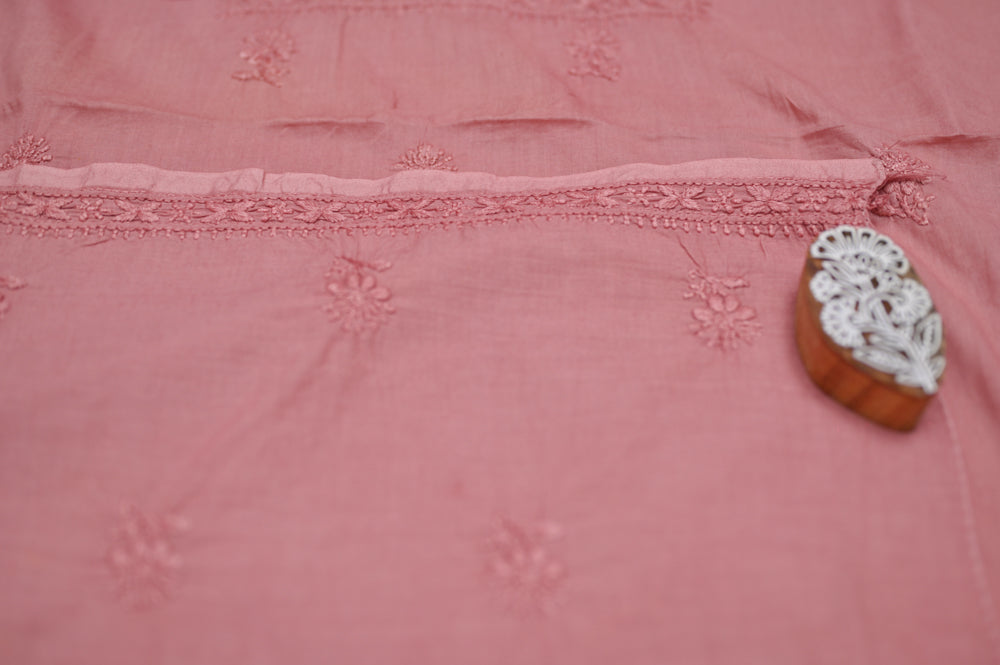 'Mauve Élan' Mul Cotton Unstitched Chikankari Suit set