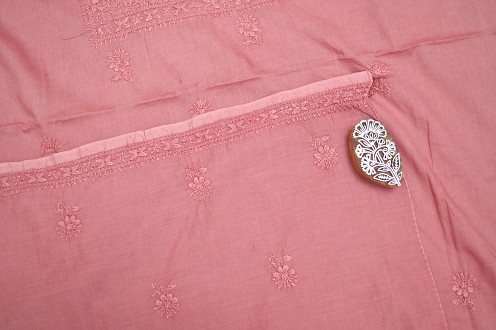 'Mauve Élan' Mul Cotton Unstitched Chikankari Suit set