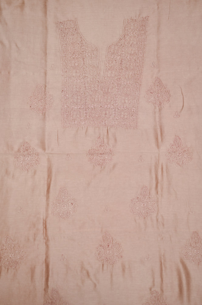 'Blush Sand' Chanderi(Cotton Silk) Unstitched Chikankari suit set