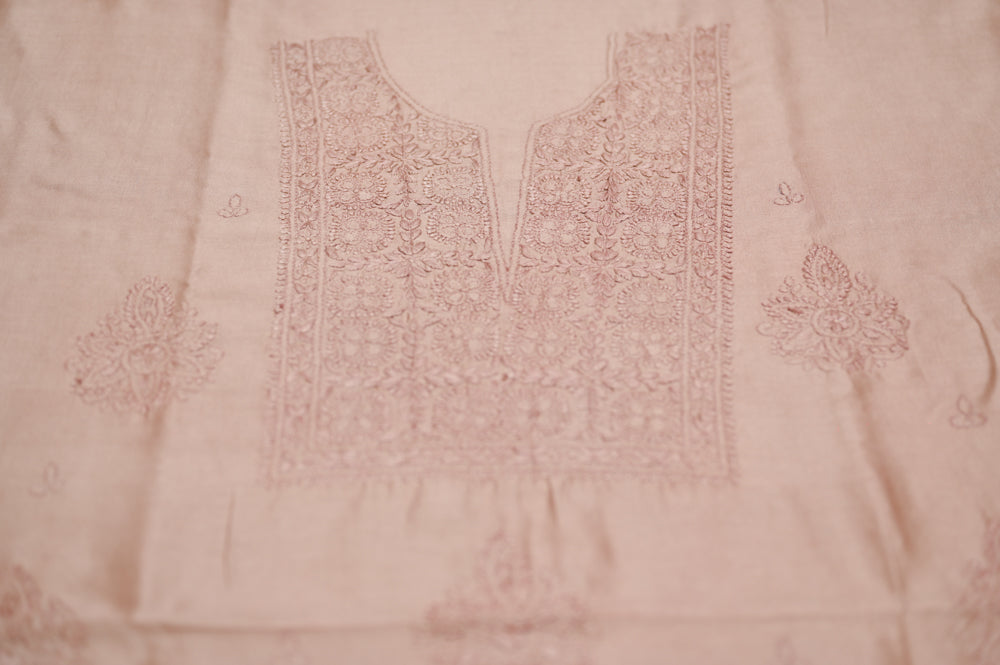 'Blush Sand' Chanderi(Cotton Silk) Unstitched Chikankari suit set