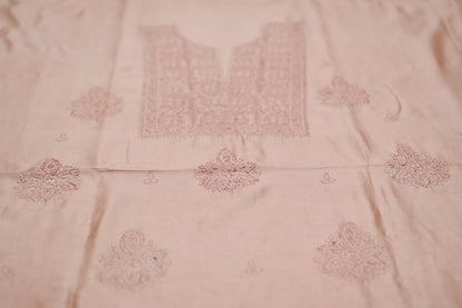 'Blush Sand' Chanderi(Cotton Silk) Unstitched Chikankari suit set