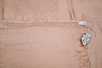 'Blush Sand' Chanderi(Cotton Silk) Unstitched Chikankari suit set