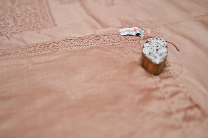 'Blush Sand' Chanderi(Cotton Silk) Unstitched Chikankari suit set
