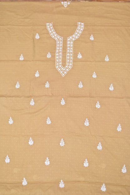 'Desert Gold' Mul Cotton Unstitched Chikankari Dress material