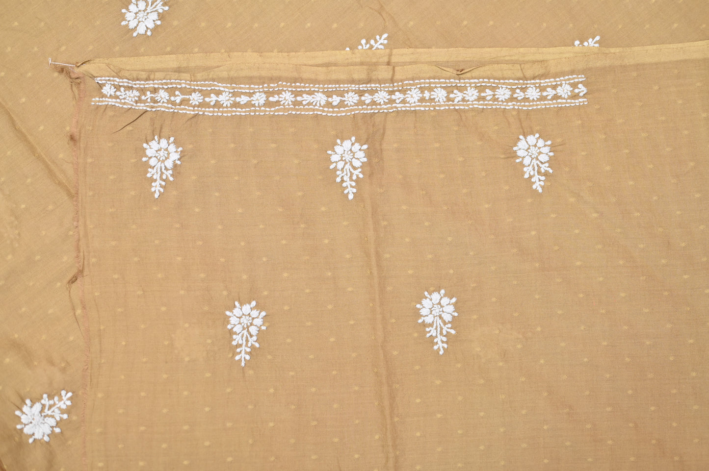 'Desert Gold' Mul Cotton Unstitched Chikankari Dress material