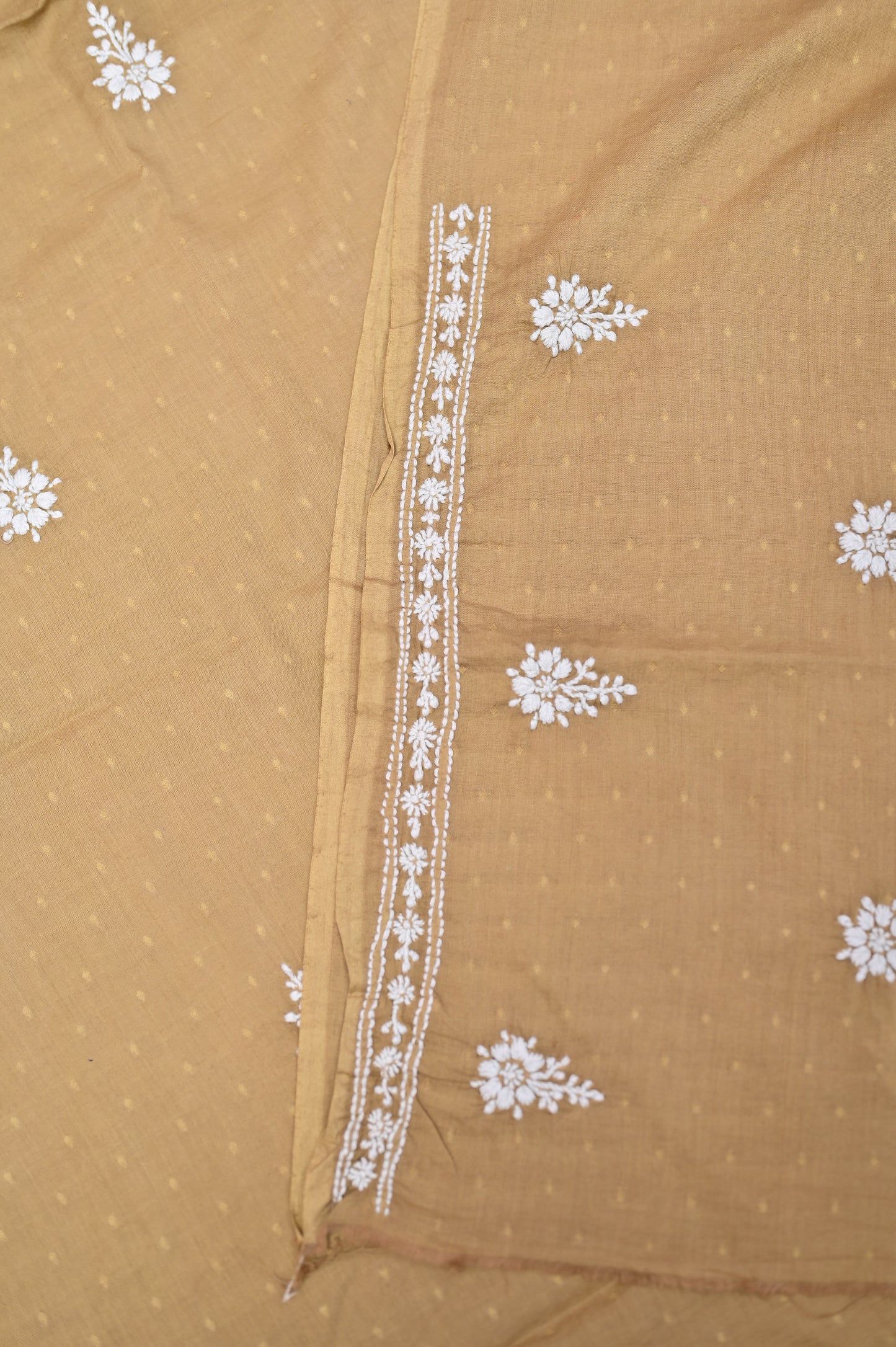 'Desert Gold' Mul Cotton Unstitched Chikankari Dress material
