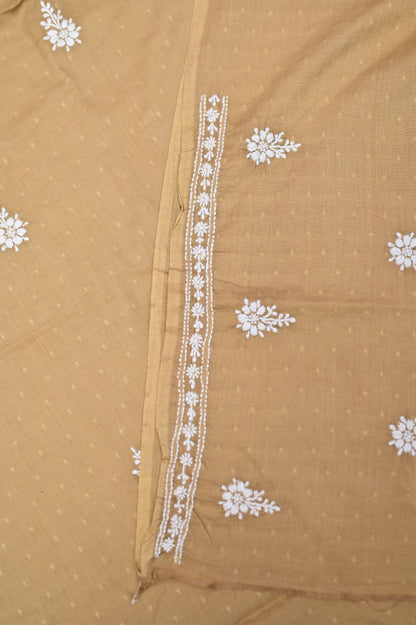 'Desert Gold' Mul Cotton Unstitched Chikankari Dress material