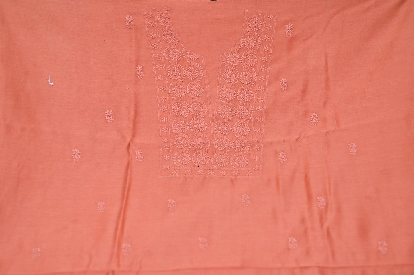 Sunset Rust Chanderi Chikankari Unstitched Suit Set