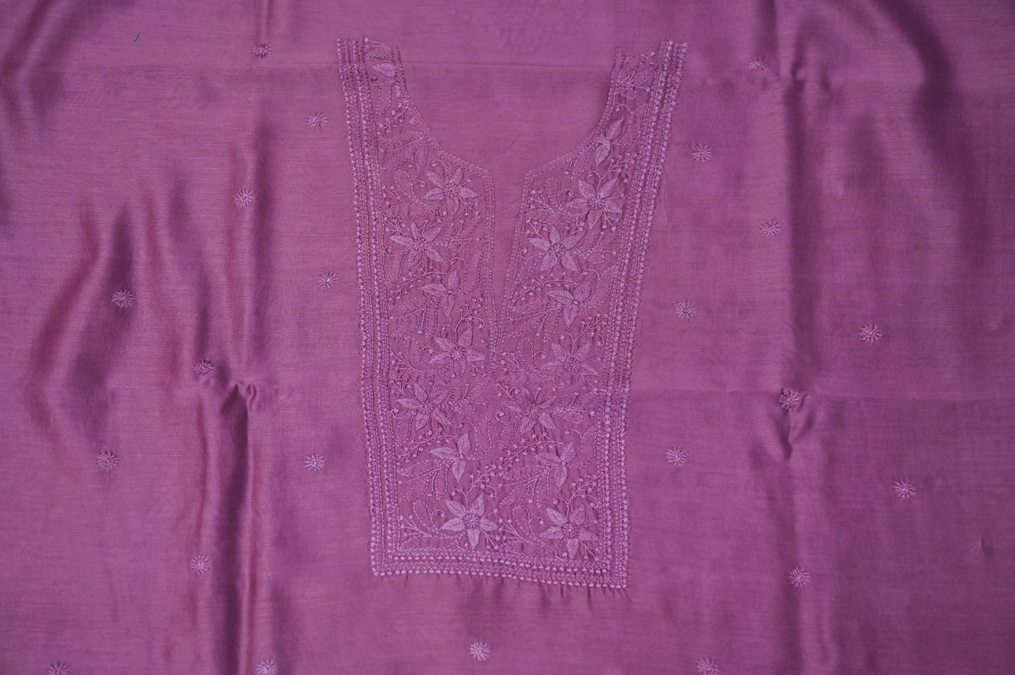Deep Lavender Chanderi Chikankari Unstitched Chikankari Kurta Fabric