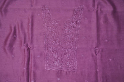 Deep Lavender Chanderi Chikankari Unstitched Chikankari Kurta Fabric