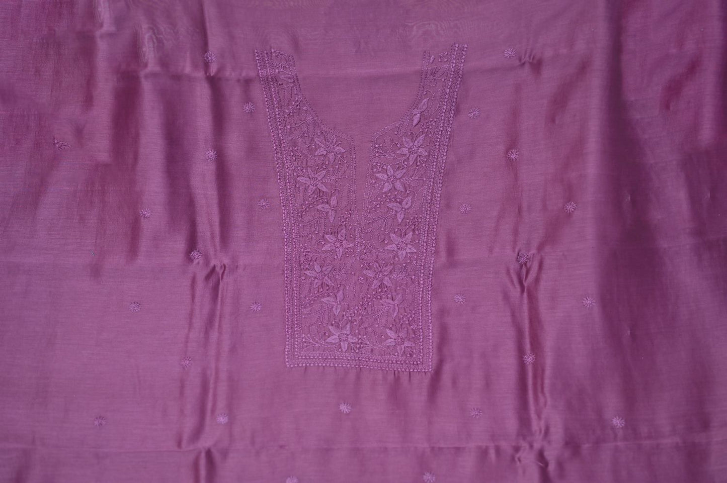 Deep Lavender Chanderi Chikankari Unstitched Chikankari Kurta Fabric