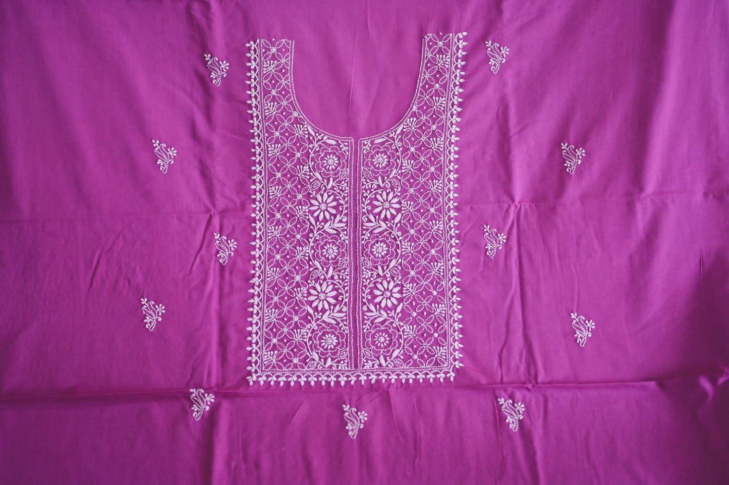 Charming Purple Mul Cotton Unstitched Chikankari Suit Set