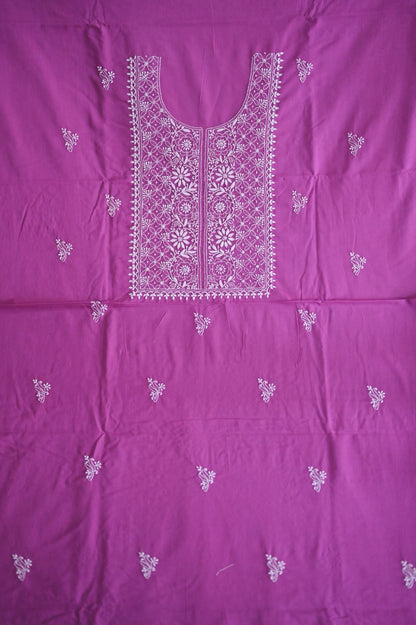 Charming Purple Mul Cotton Unstitched Chikankari Suit Set