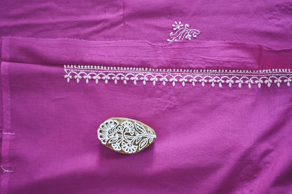 Charming Purple Mul Cotton Unstitched Chikankari Suit Set