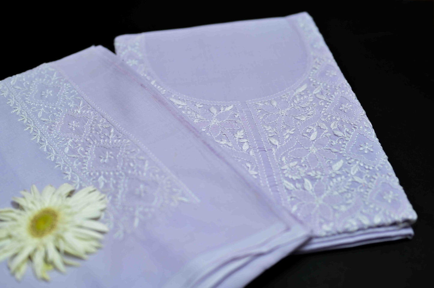 Lilac Mist Cotton Unstitched Chikankari Kurta Pant Set
