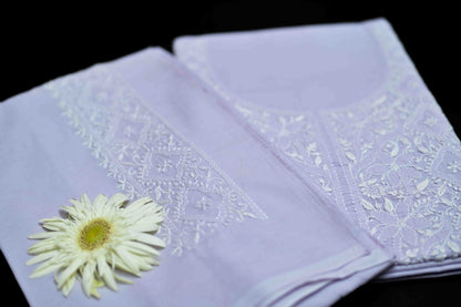 Lilac Mist Cotton Unstitched Chikankari Kurta Pant Set
