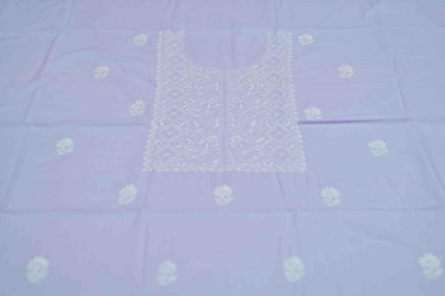 Lilac Mist Cotton Unstitched Chikankari Kurta Pant Set