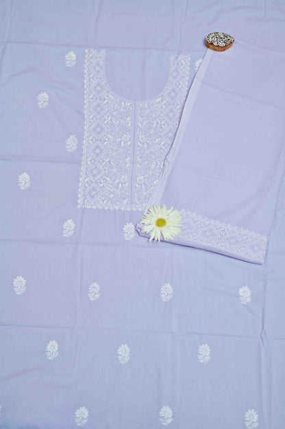 Lilac Mist Cotton Unstitched Chikankari Kurta Pant Set