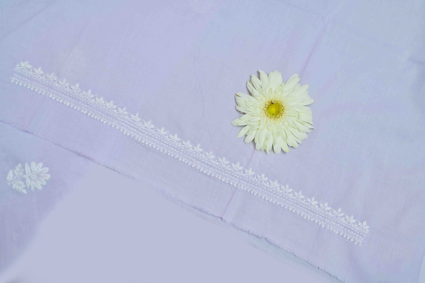 Lilac Mist Cotton Unstitched Chikankari Kurta Pant Set