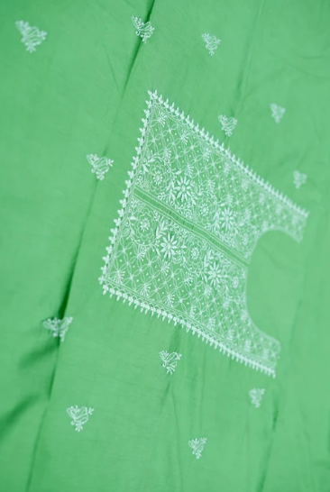 Sneh - Set of 2 Chikankari Kurta Material - Blue and Green