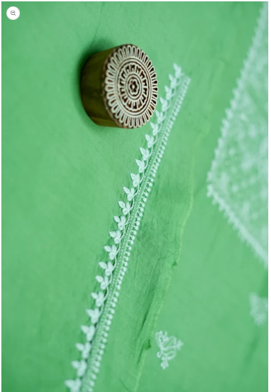 Sneh - Set of 2 Chikankari Kurta Material - Blue and Green