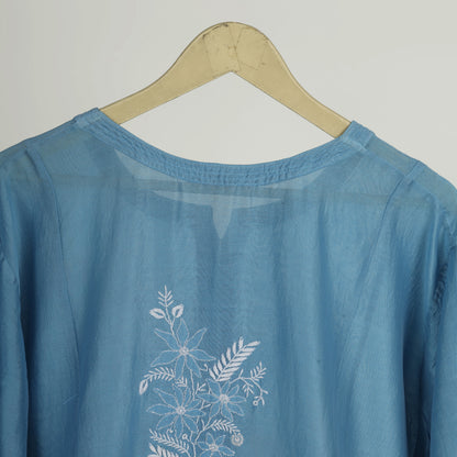 Blue Meadow Semi-Stitched Chikankari Coord Set