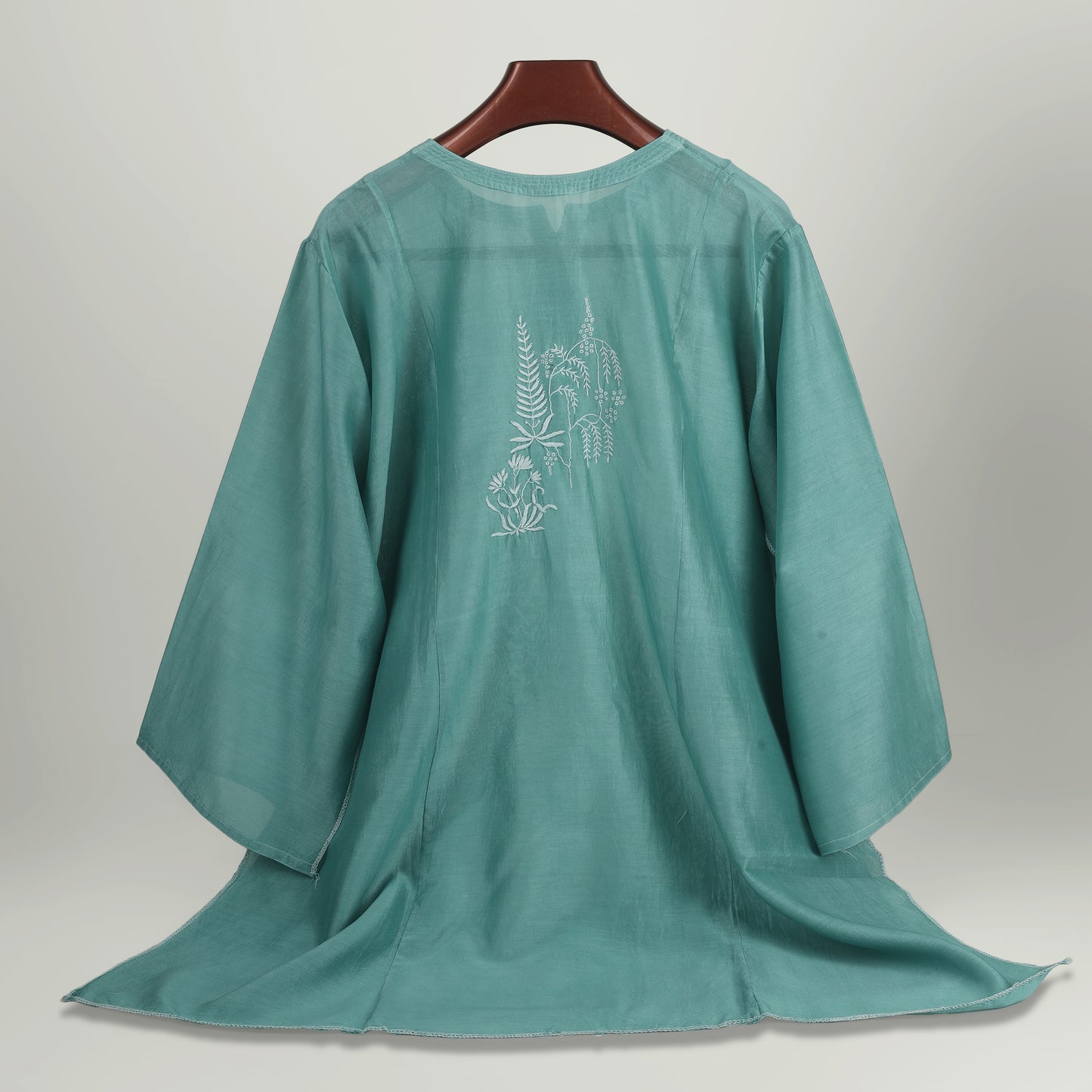 Serene Lagoon Mul Chanderi Semi-Stitched Chikankari Coord Set