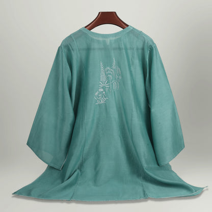 Serene Lagoon Mul Chanderi Semi-Stitched Chikankari Coord Set